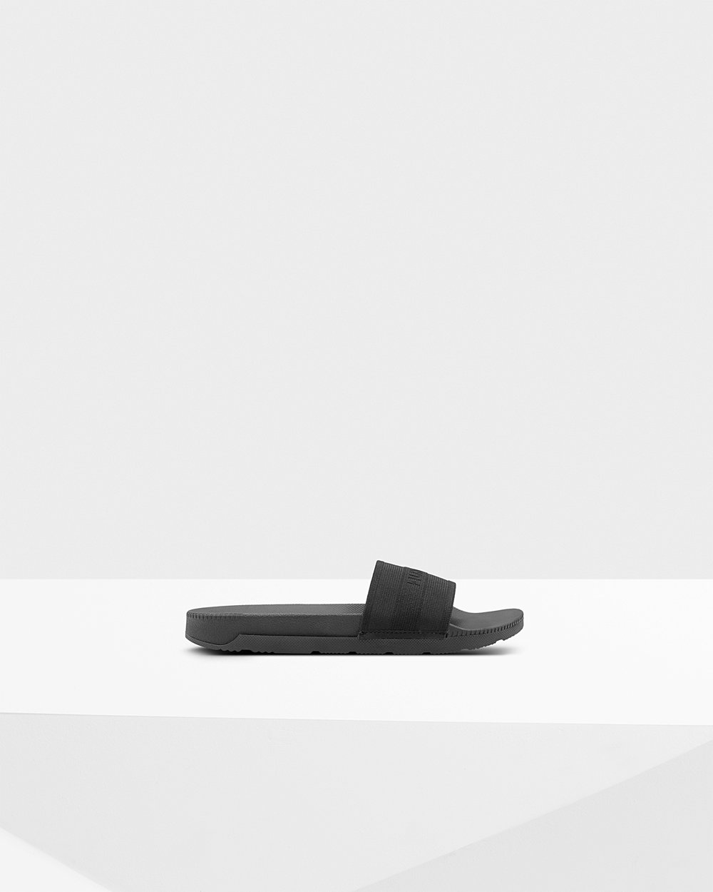 Womens Slides - Hunter Original Elastic (30OSVNZGA) - Black